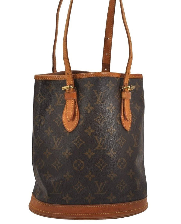 Authentic Louis Vuitton Monogram Bucket PM Shoulder Tote Bag M42238 Junk 2719J