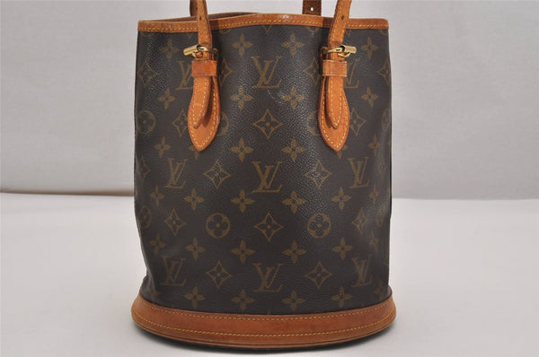 Authentic Louis Vuitton Monogram Bucket PM Shoulder Tote Bag M42238 Junk 2719J
