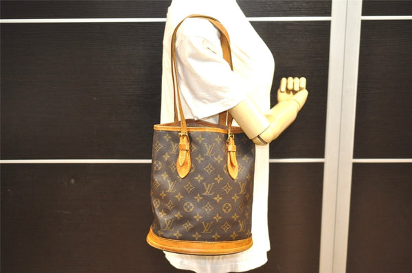 Authentic Louis Vuitton Monogram Bucket PM Shoulder Tote Bag M42238 Junk 2719J