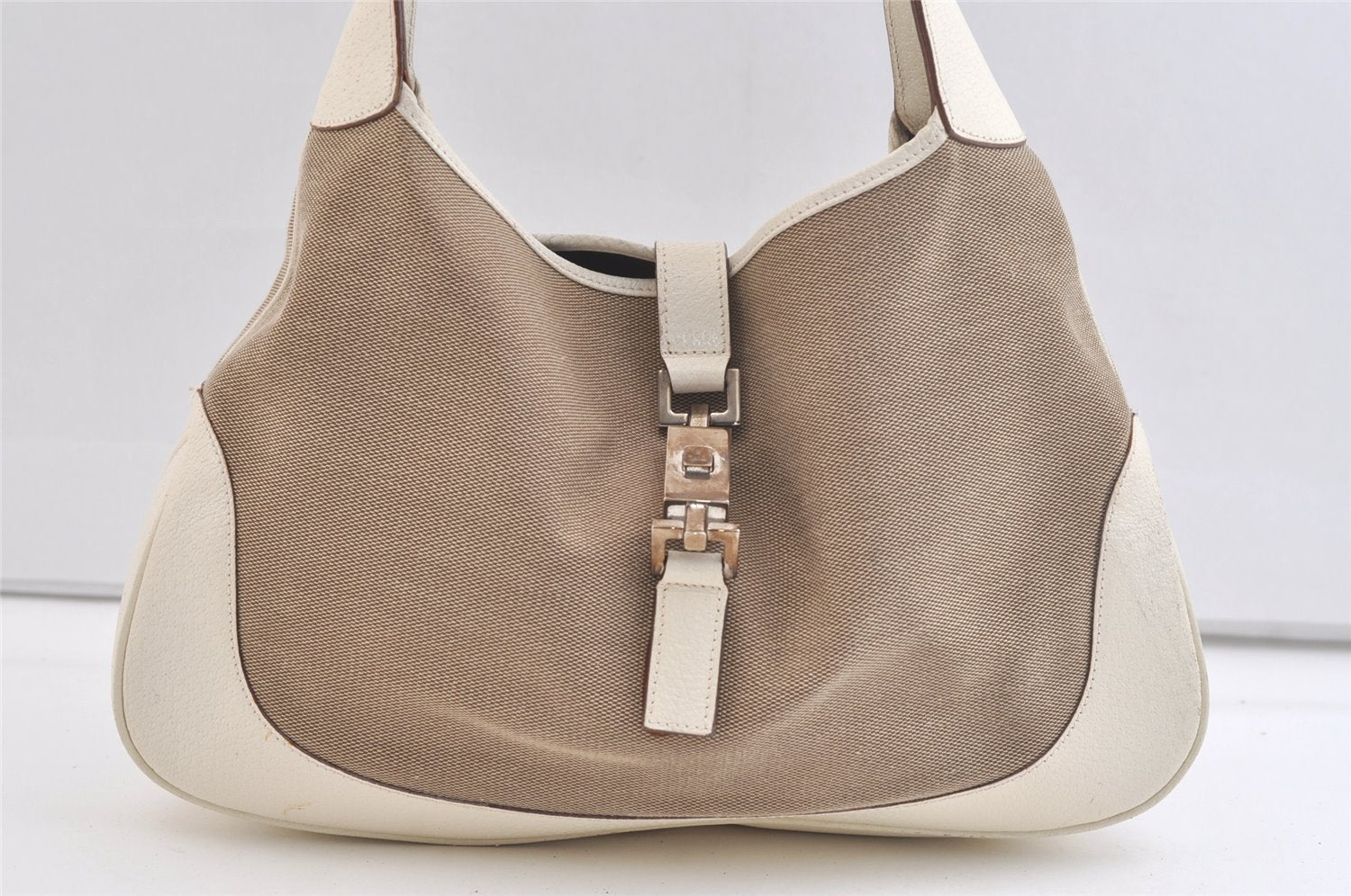 Authentic GUCCI Jackie Shoulder Hand Bag Canvas Leather 0013306 Brown 2722K