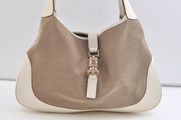 Authentic GUCCI Jackie Shoulder Hand Bag Canvas Leather 0013306 Brown 2722K