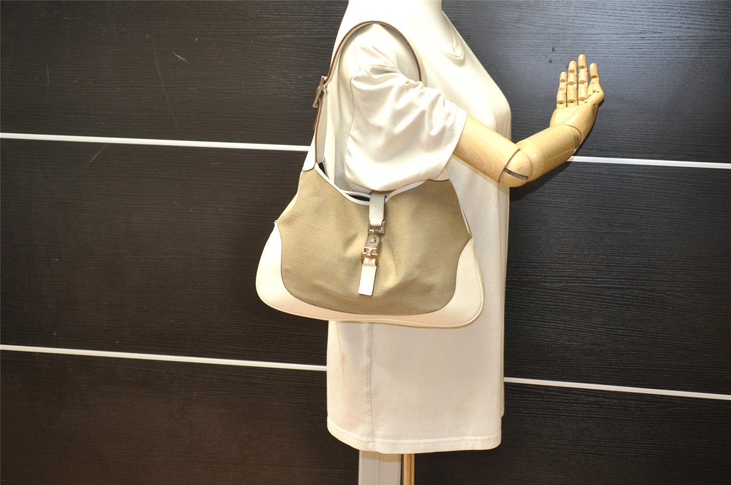 Authentic GUCCI Jackie Shoulder Hand Bag Canvas Leather 0013306 Brown 2722K