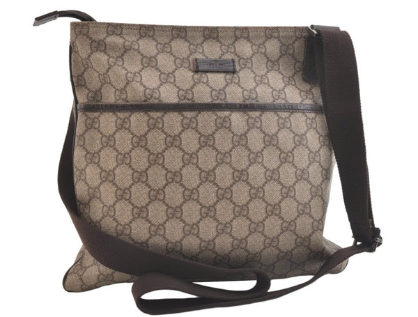 Authentic GUCCI Shoulder Cross Body Bag Purse GG PVC Leather 141626 Brown 2724K