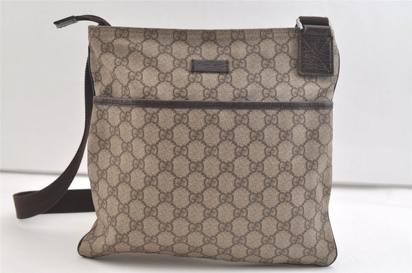 Authentic GUCCI Shoulder Cross Body Bag Purse GG PVC Leather 141626 Brown 2724K