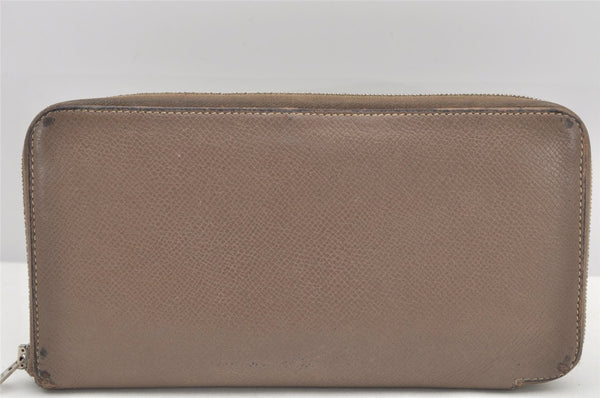 Authentic HERMES Azap Silk In Long Wallet Purse Leather Gray 2725K