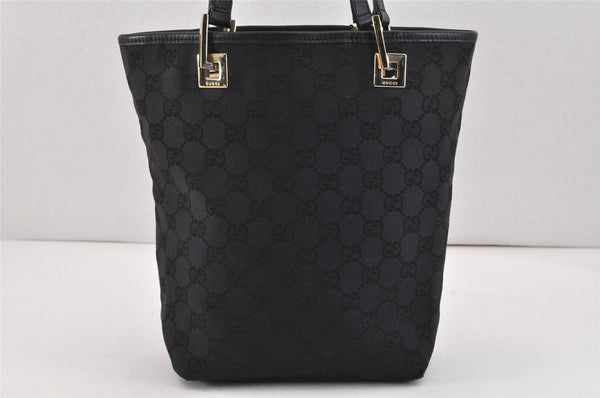 Authentic GUCCI Vintage Shoulder Tote Bag GG Canvas Leather 0021099 Black 2727K