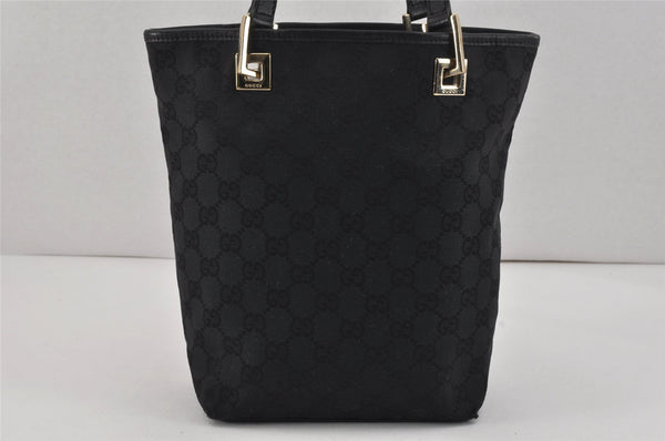 Authentic GUCCI Vintage Shoulder Tote Bag GG Canvas Leather 0021099 Black 2727K