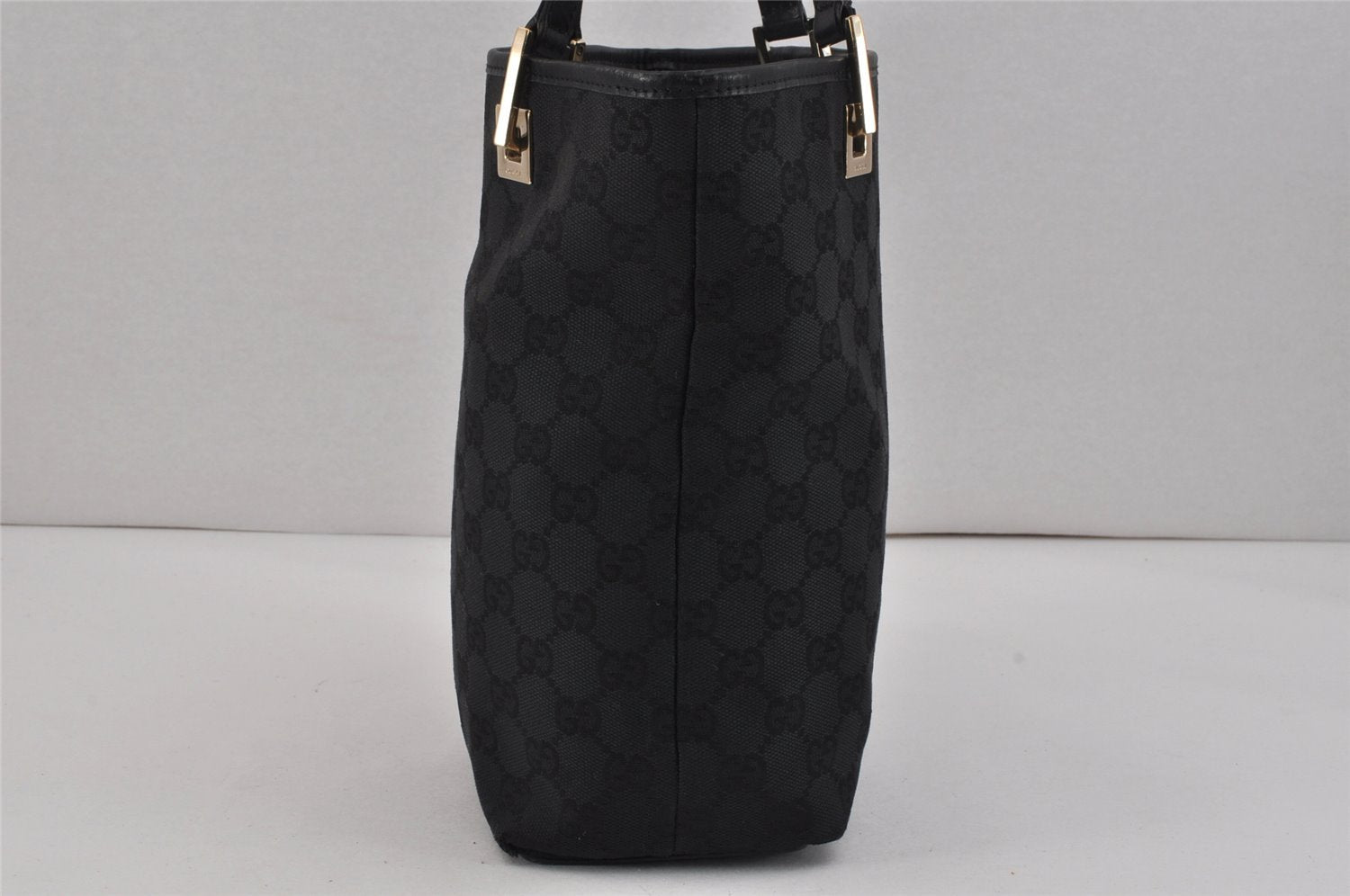 Authentic GUCCI Vintage Shoulder Tote Bag GG Canvas Leather 0021099 Black 2727K