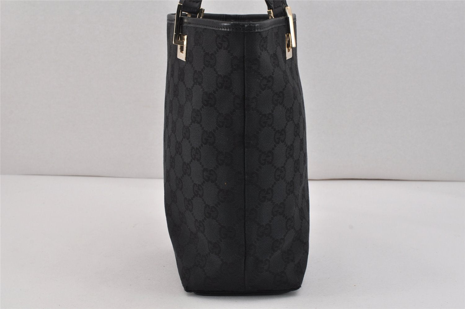 Authentic GUCCI Vintage Shoulder Tote Bag GG Canvas Leather 0021099 Black 2727K