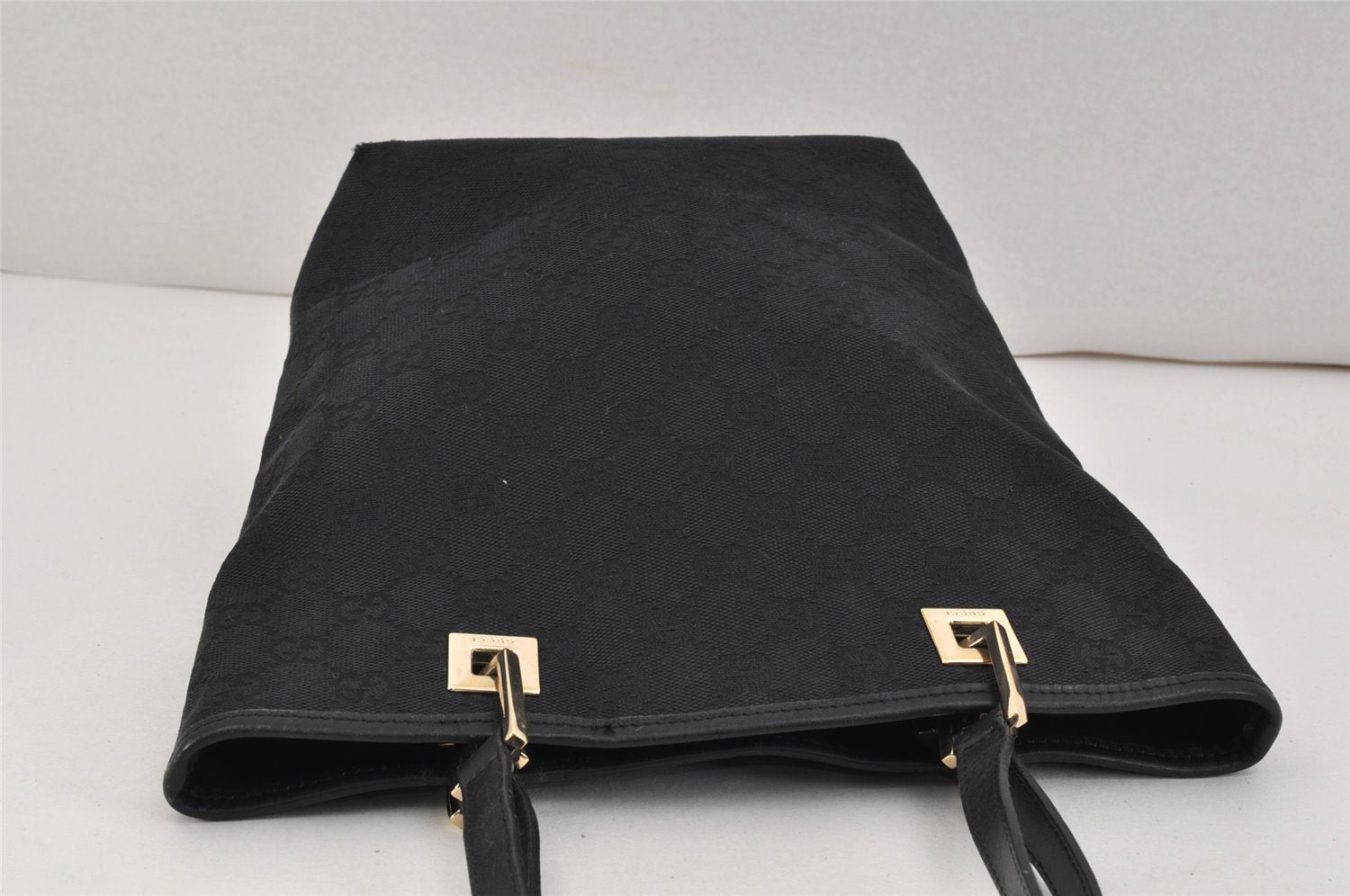 Authentic GUCCI Vintage Shoulder Tote Bag GG Canvas Leather 0021099 Black 2727K