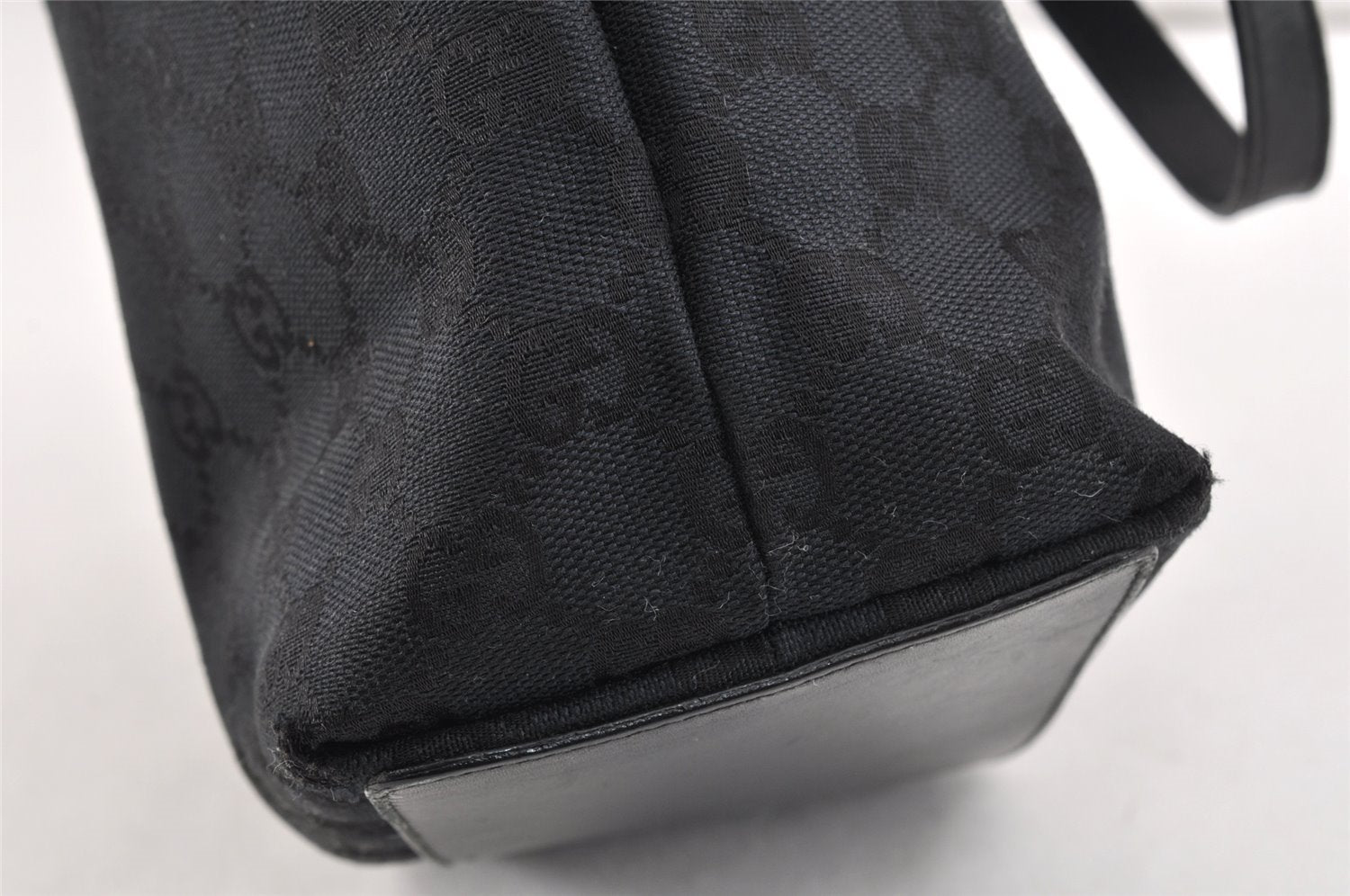 Authentic GUCCI Vintage Shoulder Tote Bag GG Canvas Leather 0021099 Black 2727K