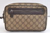 Authentic GUCCI Vintage Clutch Hand Bag Purse GG PVC Leather Brown 2728K