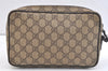 Authentic GUCCI Vintage Clutch Hand Bag Purse GG PVC Leather Brown 2728K