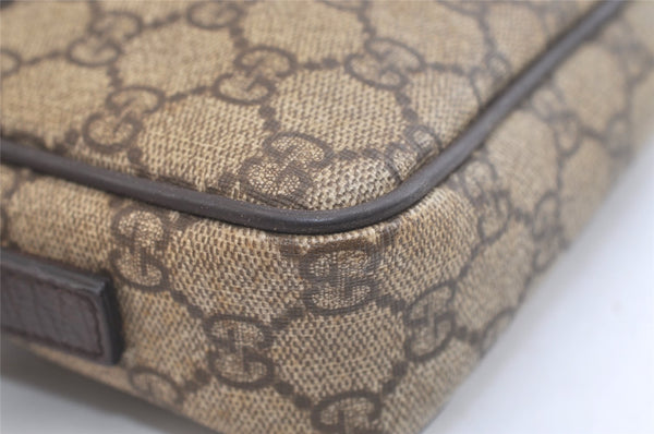 Authentic GUCCI Vintage Clutch Hand Bag Purse GG PVC Leather Brown 2728K