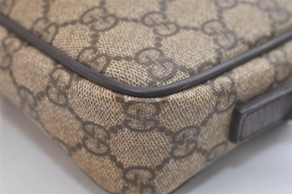 Authentic GUCCI Vintage Clutch Hand Bag Purse GG PVC Leather Brown 2728K