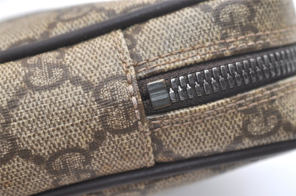 Authentic GUCCI Vintage Clutch Hand Bag Purse GG PVC Leather Brown 2728K