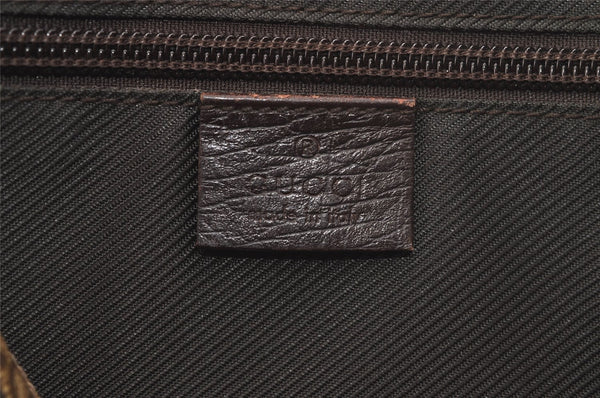 Authentic GUCCI Vintage Clutch Hand Bag Purse GG PVC Leather Brown 2728K
