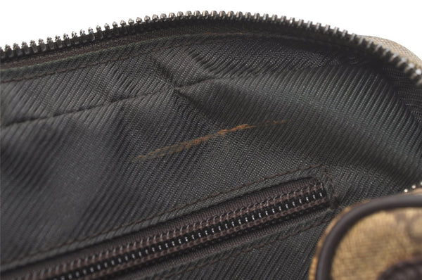 Authentic GUCCI Vintage Clutch Hand Bag Purse GG PVC Leather Brown 2728K