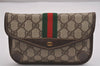 Authentic GUCCI Vintage Web Sherry Line Pouch Purse GG PVC Leather Brown 2729J