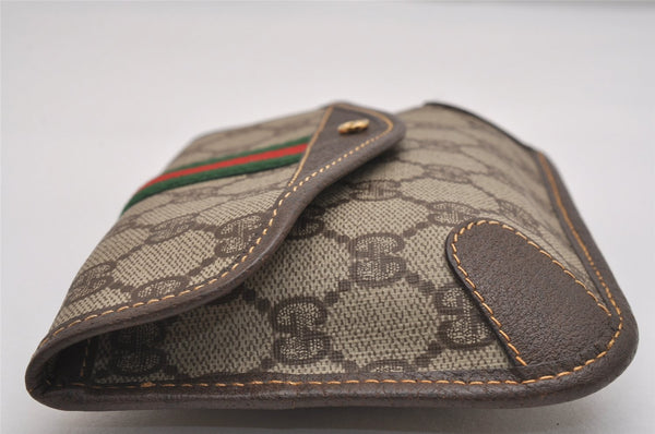 Authentic GUCCI Vintage Web Sherry Line Pouch Purse GG PVC Leather Brown 2729J