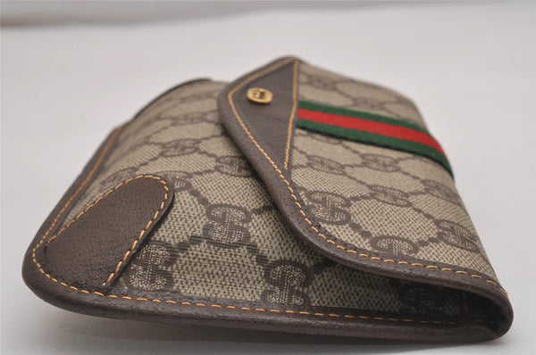 Authentic GUCCI Vintage Web Sherry Line Pouch Purse GG PVC Leather Brown 2729J