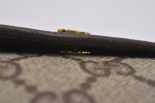 Authentic GUCCI Vintage Web Sherry Line Pouch Purse GG PVC Leather Brown 2729J