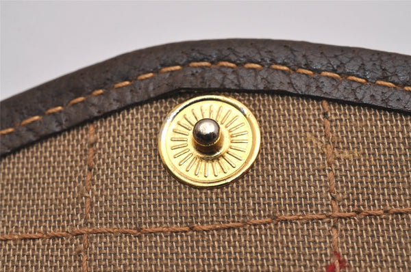 Authentic GUCCI Vintage Web Sherry Line Pouch Purse GG PVC Leather Brown 2729J