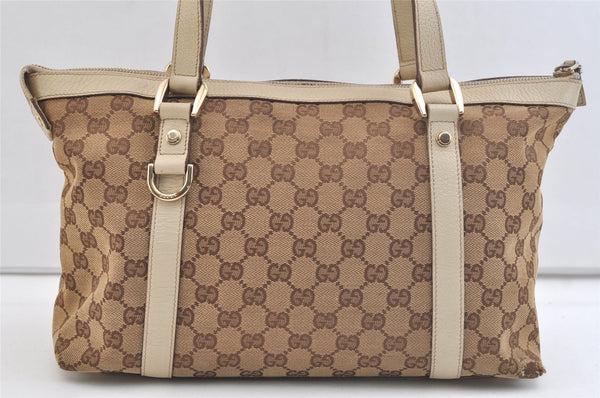 Authentic GUCCI Abbey Shoulder Tote Bag GG Canvas Leather 141470 Brown 2729K