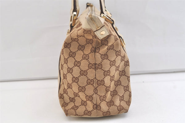 Authentic GUCCI Abbey Shoulder Tote Bag GG Canvas Leather 141470 Brown 2729K