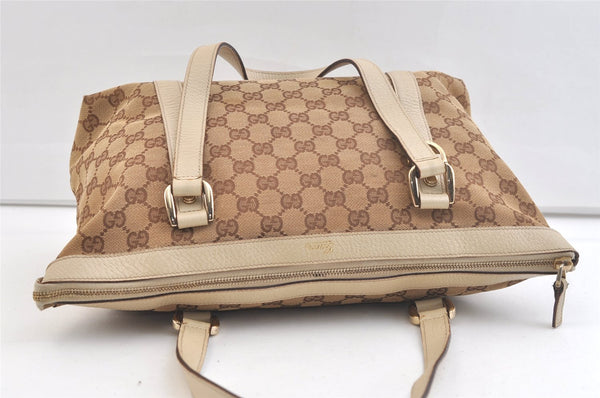 Authentic GUCCI Abbey Shoulder Tote Bag GG Canvas Leather 141470 Brown 2729K