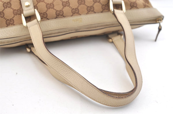 Authentic GUCCI Abbey Shoulder Tote Bag GG Canvas Leather 141470 Brown 2729K