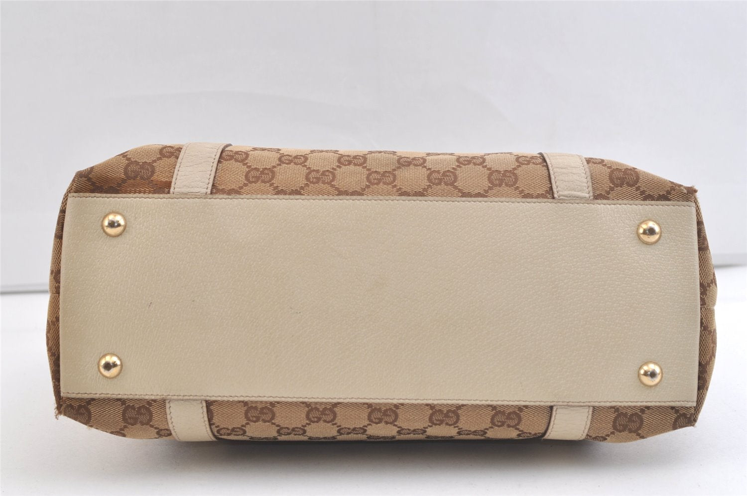 Authentic GUCCI Abbey Shoulder Tote Bag GG Canvas Leather 141470 Brown 2729K