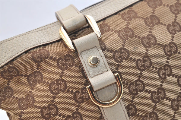 Authentic GUCCI Abbey Shoulder Tote Bag GG Canvas Leather 141470 Brown 2729K