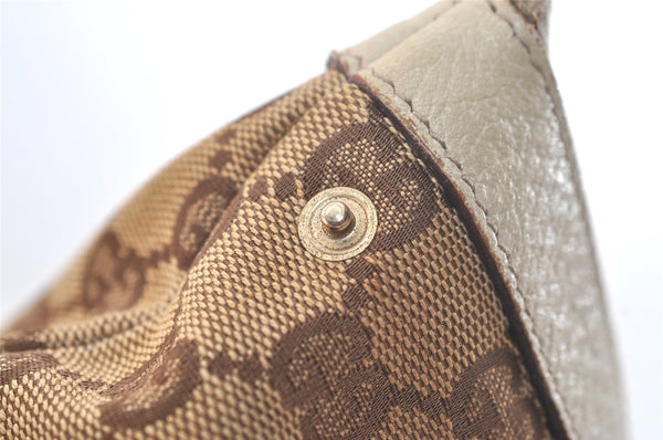 Authentic GUCCI Abbey Shoulder Tote Bag GG Canvas Leather 141470 Brown 2729K
