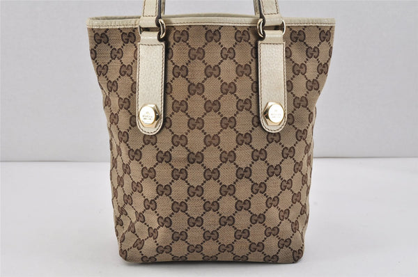 Authentic GUCCI Charmy Shoulder Tote Bag GG Canvas Leather 153361Brown 2730K