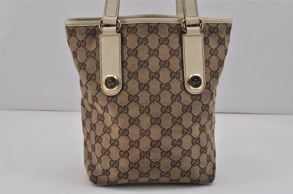 Authentic GUCCI Charmy Shoulder Tote Bag GG Canvas Leather 153361Brown 2730K