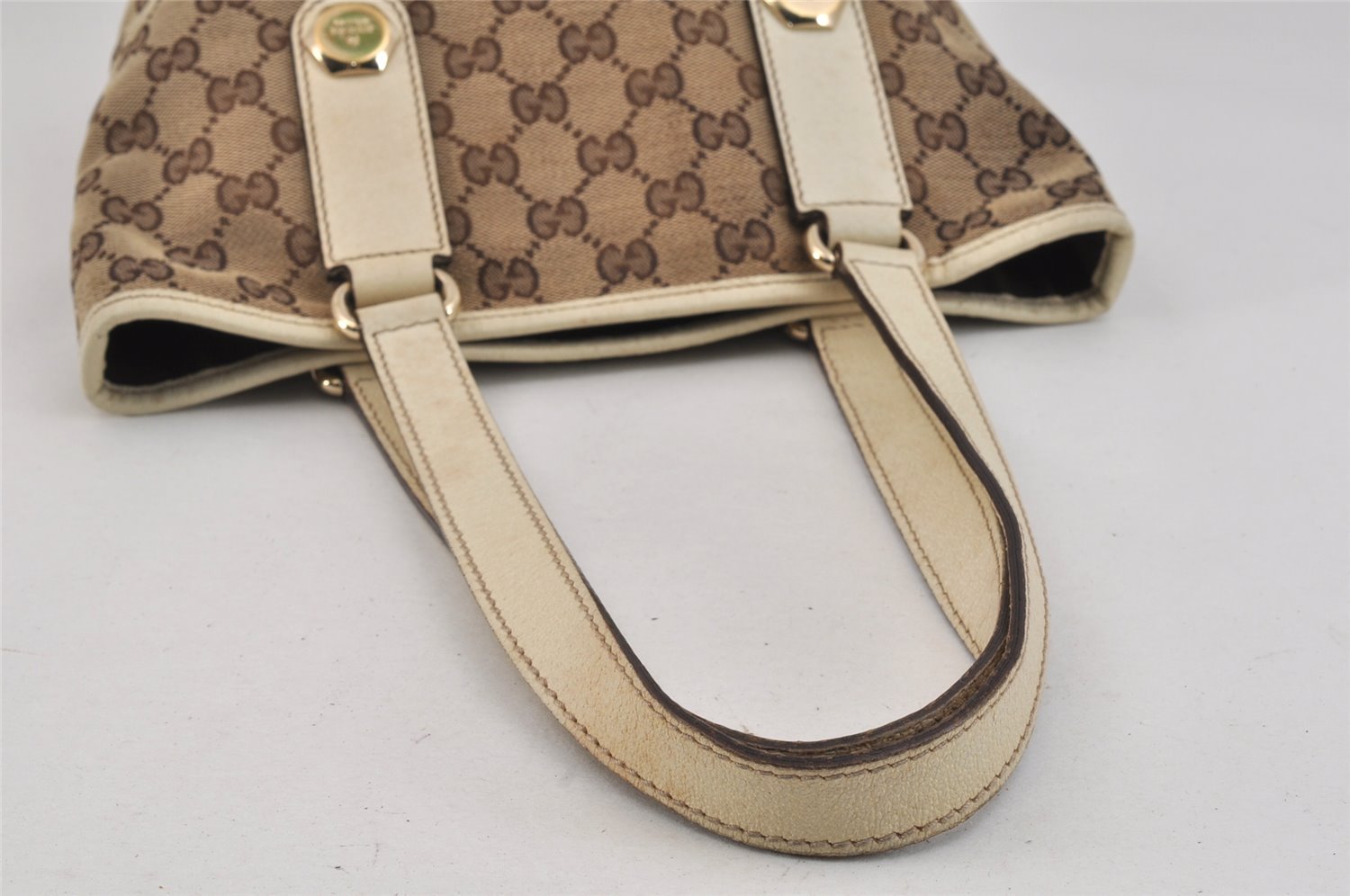 Authentic GUCCI Charmy Shoulder Tote Bag GG Canvas Leather 153361Brown 2730K