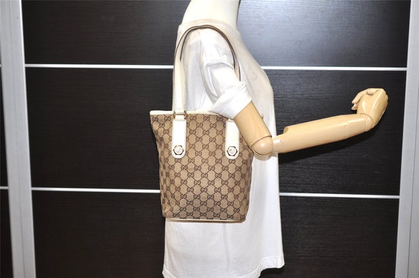 Authentic GUCCI Charmy Shoulder Tote Bag GG Canvas Leather 153361Brown 2730K