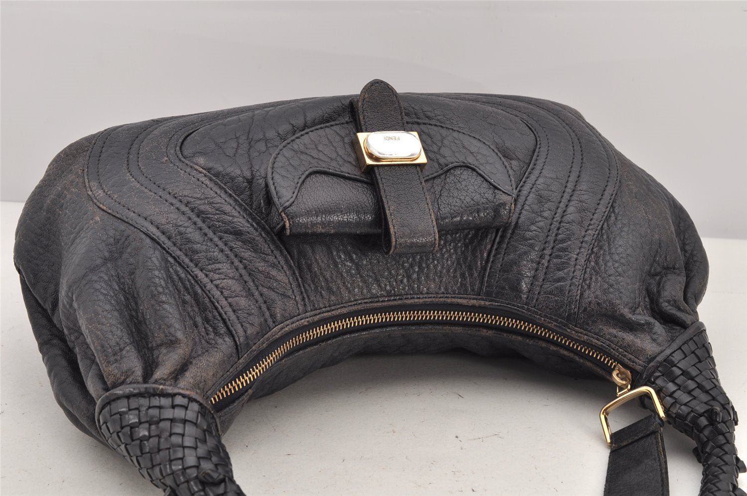 Authentic FENDI Vintage Spy Bag Shoulder Hand Bag Purse Leather Navy 2731K