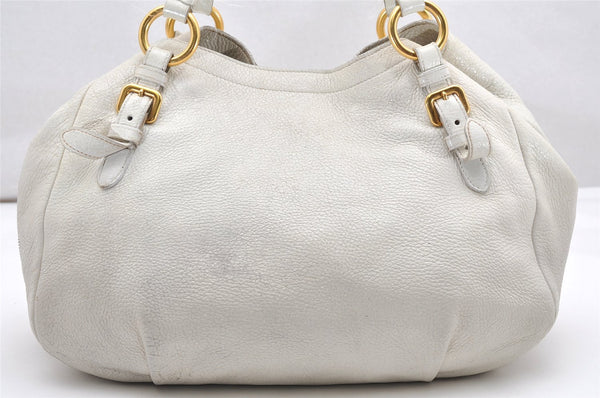 Authentic PRADA Vintage Leather Nappa Shoulder Tote Bag White 2734K