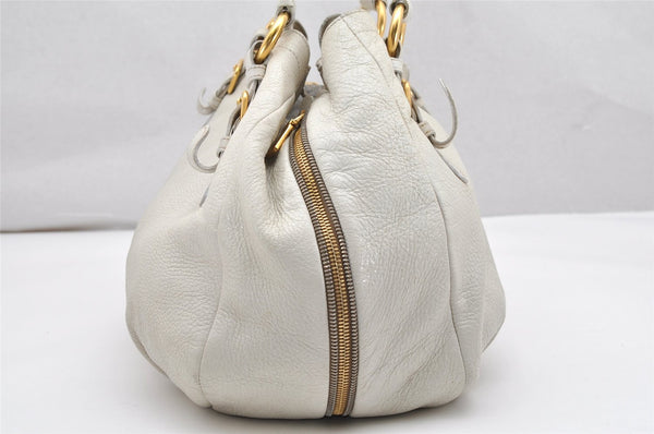 Authentic PRADA Vintage Leather Nappa Shoulder Tote Bag White 2734K