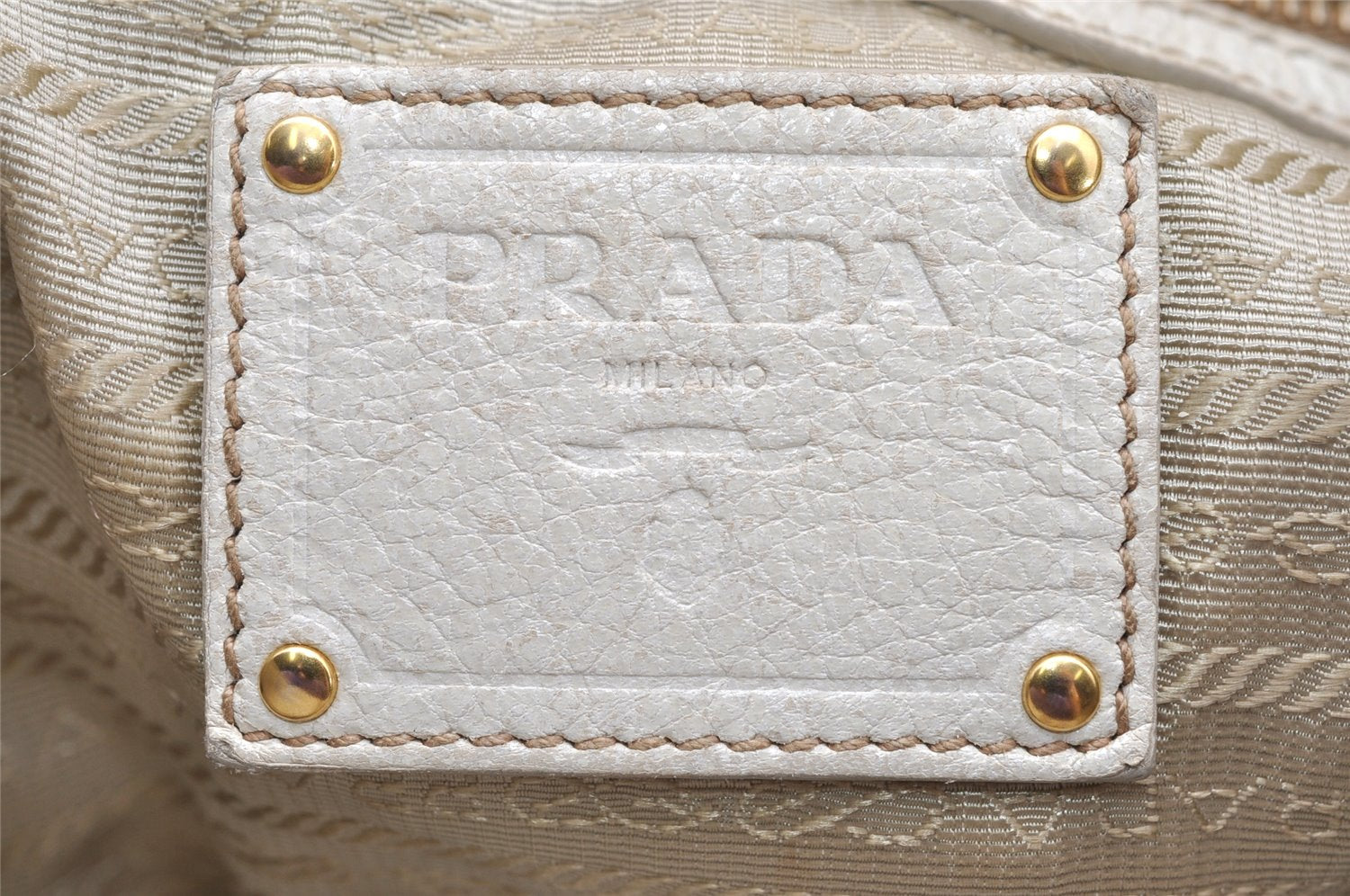 Authentic PRADA Vintage Leather Nappa Shoulder Tote Bag White 2734K