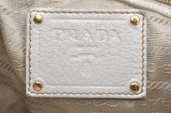 Authentic PRADA Vintage Leather Nappa Shoulder Tote Bag White 2734K