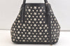 Authentic JIMMY CHOO Vintage Star Studs Leather Shoulder Tote Bag Black 2736K