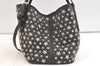Authentic JIMMY CHOO Vintage Star Studs Leather Shoulder Tote Bag Black 2736K