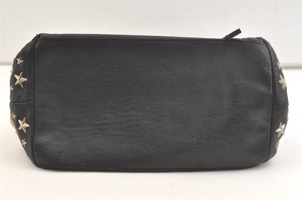 Authentic JIMMY CHOO Vintage Star Studs Leather Shoulder Tote Bag Black 2736K