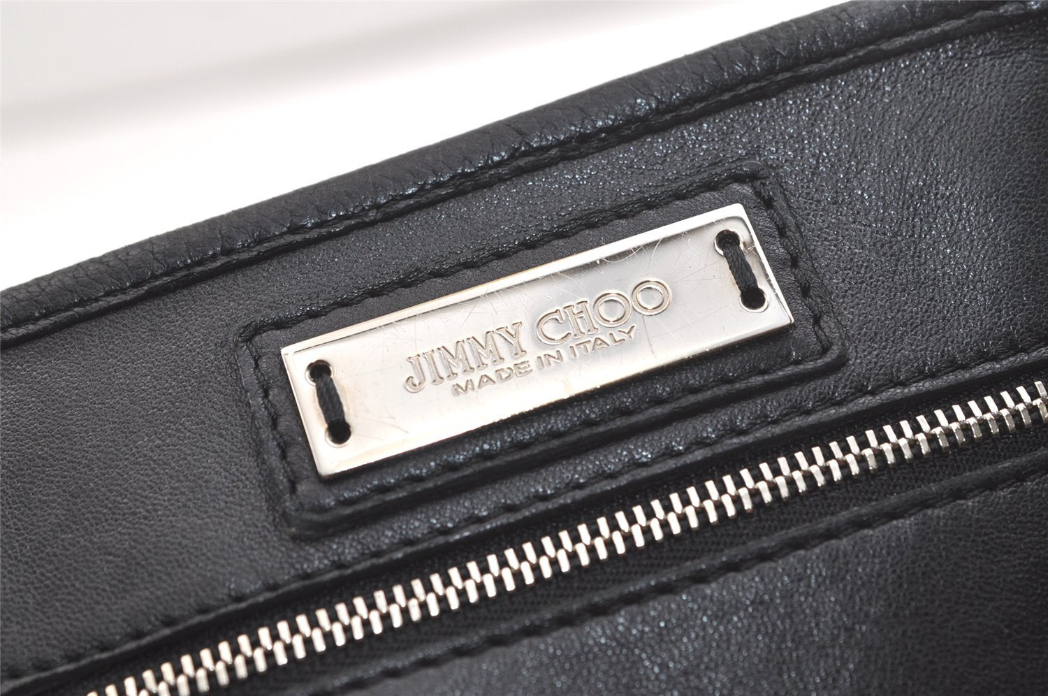 Authentic JIMMY CHOO Vintage Star Studs Leather Shoulder Tote Bag Black 2736K