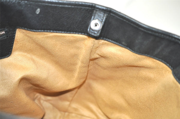 Authentic JIMMY CHOO Vintage Star Studs Leather Shoulder Tote Bag Black 2736K