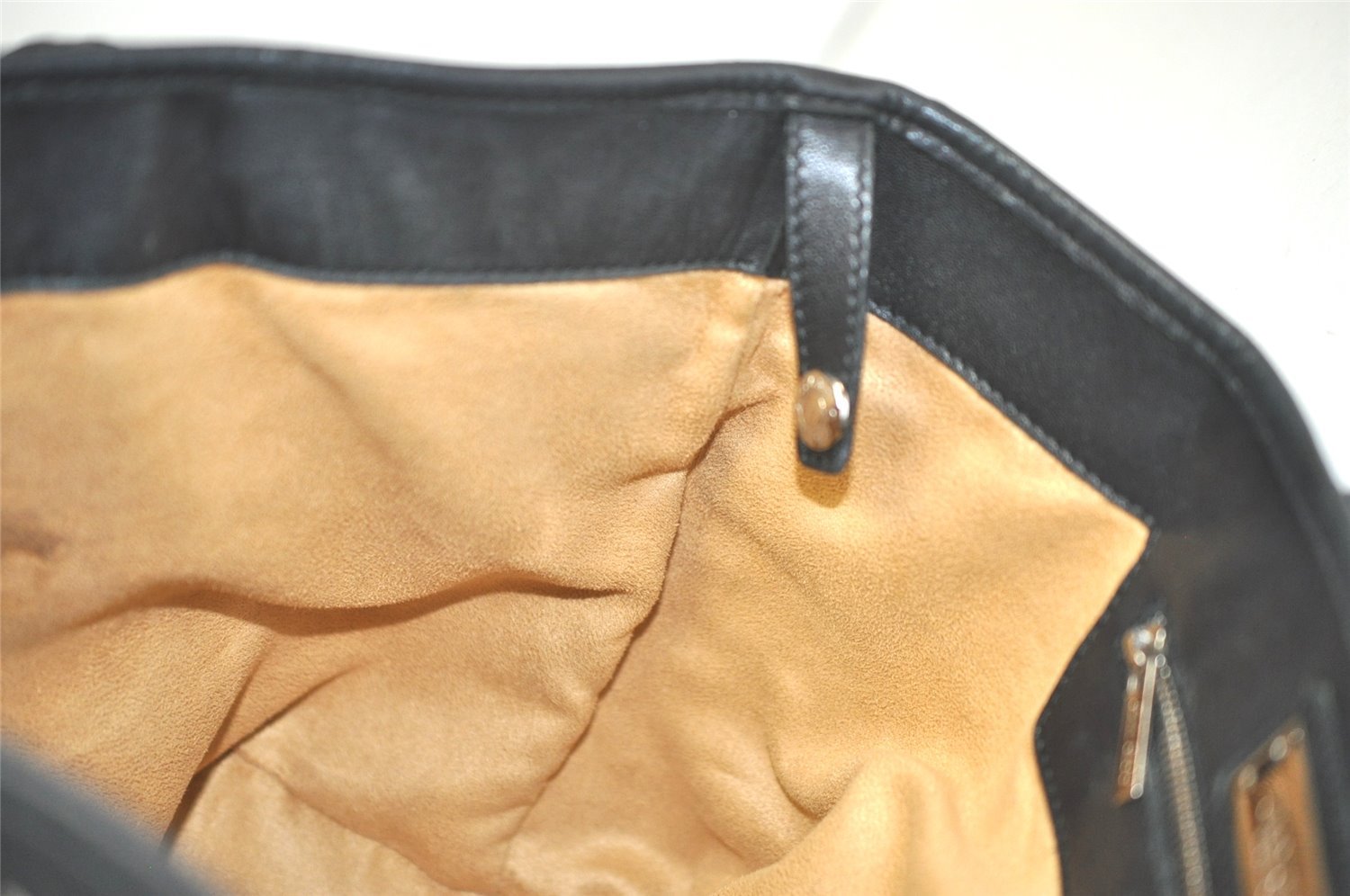 Authentic JIMMY CHOO Vintage Star Studs Leather Shoulder Tote Bag Black 2736K