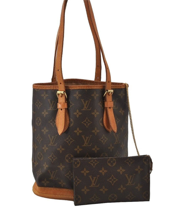 Authentic Louis Vuitton Monogram Bucket PM Shoulder Tote Bag M42238 LV 2737J